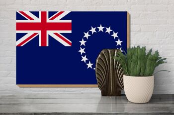Panneau en bois drapeau Îles Cook 30x20cm Drapeau des Îles Cook 3