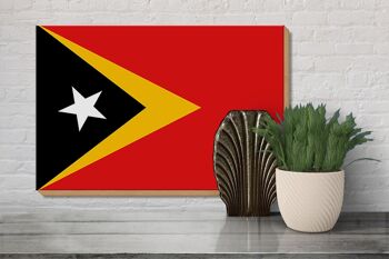 Panneau en bois drapeau du Timor oriental 30x20cm Drapeau du Timor oriental 3
