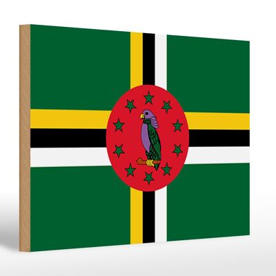 Holzschild Flagge Dominicas 30x20cm Flag of Dominica