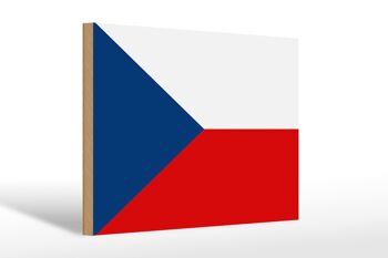 Panneau en bois drapeau de la République tchèque 30x20cm Drapeau République tchèque 1