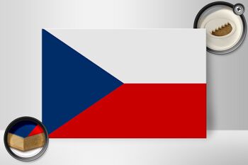 Panneau en bois drapeau de la République tchèque 30x20cm Drapeau République tchèque 2