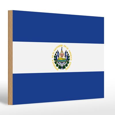 Letrero de madera Bandera de El Salvador 30x20cm Bandera de El Salvador