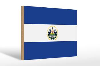 Panneau en bois drapeau du Salvador 30x20cm Drapeau du Salvador 1