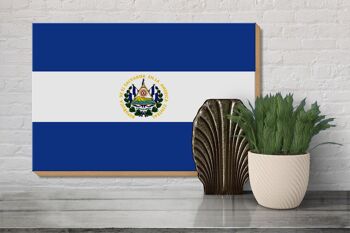 Panneau en bois drapeau du Salvador 30x20cm Drapeau du Salvador 3