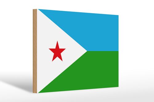 Holzschild Flagge Dschibutis 30x20cm Flag of Djibouti