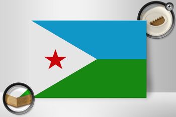 Panneau en bois drapeau de Djibouti 30x20cm Drapeau de Djibouti 2