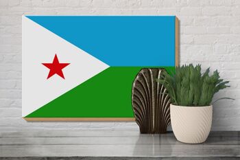 Panneau en bois drapeau de Djibouti 30x20cm Drapeau de Djibouti 3