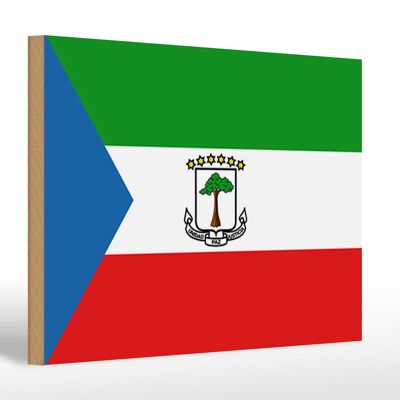 Letrero de madera Bandera de Guinea Ecuatorial Bandera 30x20cm