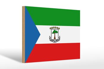 Panneau en bois drapeau de Guinée équatoriale 30x20cm 1
