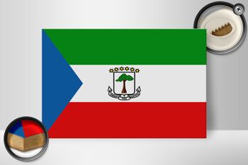 Panneau en bois drapeau de Guinée équatoriale 30x20cm 2