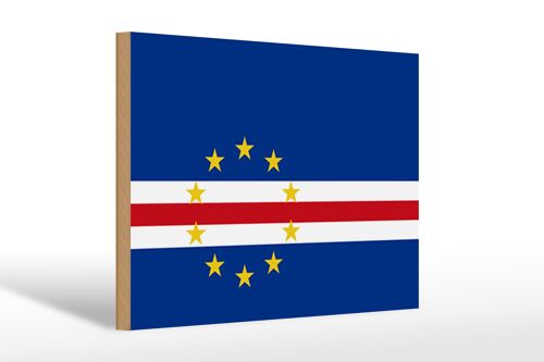 Holzschild Flagge Kap Verde 30x20cm Flag of Cape Verde