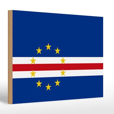 Letrero de madera bandera Cabo Verde 30x20cm Bandera de Cabo Verde