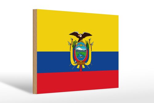 Holzschild Flagge Ecuadors 30x20cm Flag of Ecuador