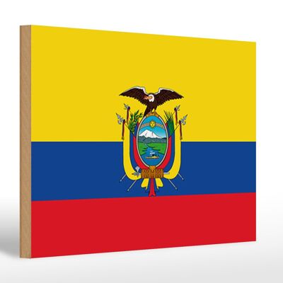 Holzschild Flagge Ecuadors 30x20cm Flag of Ecuador
