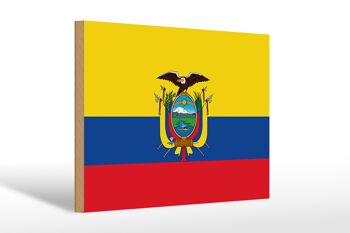 Panneau en bois drapeau de l'Équateur 30x20cm Drapeau de l'Équateur 1