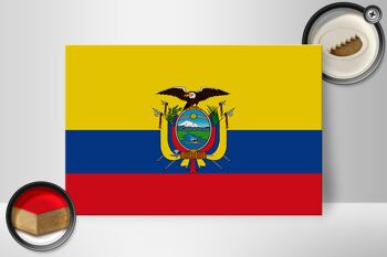 Panneau en bois drapeau de l'Équateur 30x20cm Drapeau de l'Équateur 2
