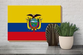 Panneau en bois drapeau de l'Équateur 30x20cm Drapeau de l'Équateur 3