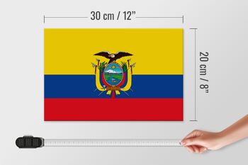 Panneau en bois drapeau de l'Équateur 30x20cm Drapeau de l'Équateur 4