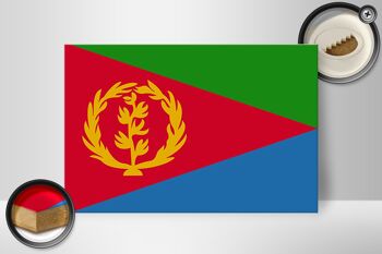Panneau en bois drapeau de l'Érythrée 30x20cm Drapeau de l'Érythrée 2
