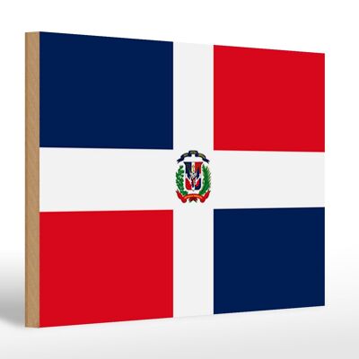 Letrero de madera Bandera República Dominicana 30x20cm