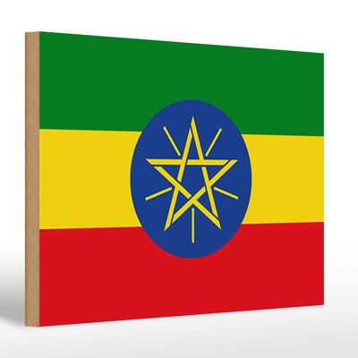 Cartello in legno bandiera dell'Etiopia 30x20cm Bandiera dell'Etiopia