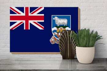 Panneau en bois drapeau Îles Falkland 30x20cm Îles Falkland 3