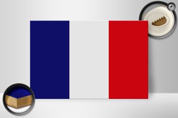 Panneau en bois drapeau de la France 30x20cm Drapeau de la France 2