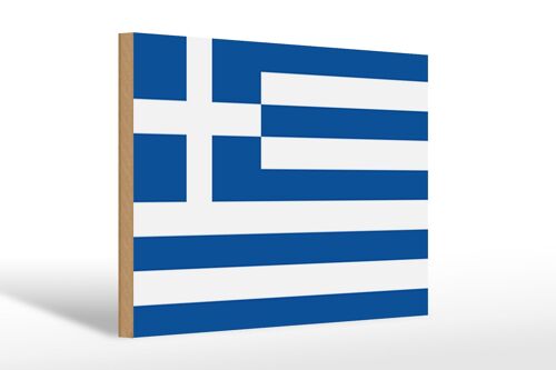 Holzschild Flagge Griechenlands 30x20cm Flag of Greece