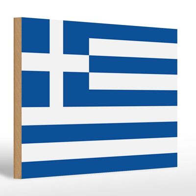 Letrero de madera Bandera de Grecia 30x20cm Bandera de Grecia