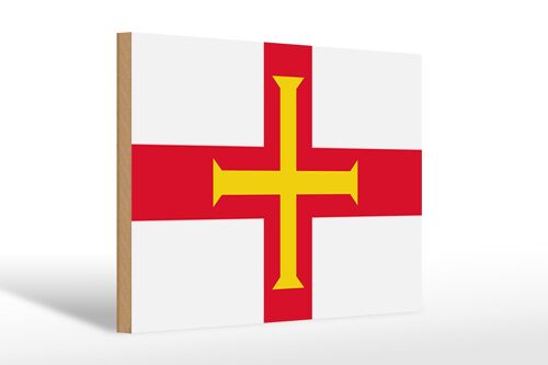 Holzschild Flagge Guernseys 30x20cm Flag of Guernsey