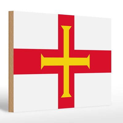 Letrero de madera bandera de Guernsey 30x20cm Bandera de Guernsey