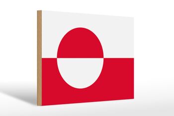 Panneau en bois drapeau du Groenland 30x20cm drapeau du Groenland 1
