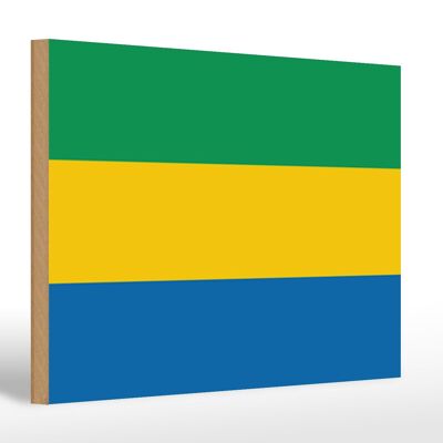 Letrero de madera bandera de Gabón 30x20cm Bandera de Gabón