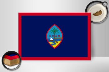 Panneau en bois drapeau de Guam 30x20cm Drapeau de Guam 2