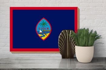 Panneau en bois drapeau de Guam 30x20cm Drapeau de Guam 3