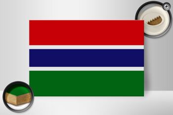 Panneau en bois drapeau de la Gambie 30x20cm Drapeau de la Gambie 2