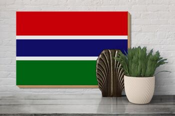 Panneau en bois drapeau de la Gambie 30x20cm Drapeau de la Gambie 3