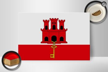 Panneau en bois drapeau de Gibraltar 30x20cm drapeau de Gibraltar 2