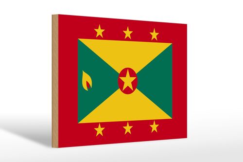 Holzschild Flagge Grenadas 30x20cm Flag of Grenada