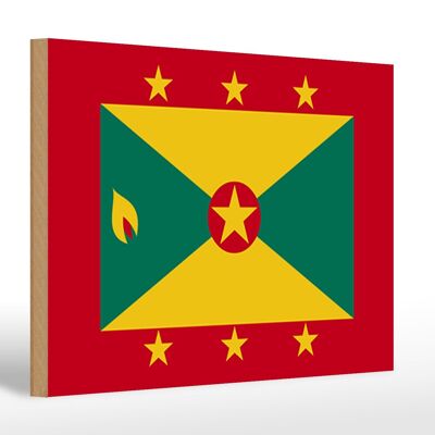 Holzschild Flagge Grenadas 30x20cm Flag of Grenada