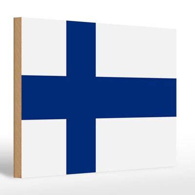 Cartello in legno bandiera della Finlandia 30x20cm bandiera della Finlandia