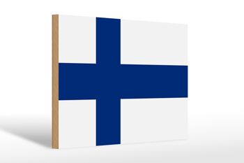 Panneau en bois drapeau de la Finlande 30x20cm drapeau de la Finlande 1