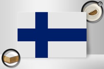 Panneau en bois drapeau de la Finlande 30x20cm drapeau de la Finlande 2