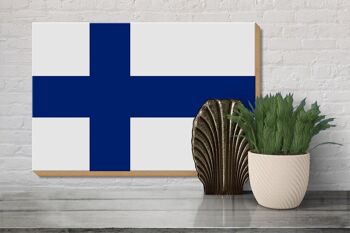 Panneau en bois drapeau de la Finlande 30x20cm drapeau de la Finlande 3