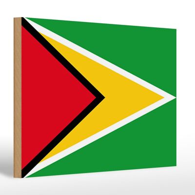 Letrero de madera bandera de Guyana 30x20cm Bandera de Guyana