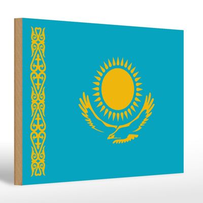 Holzschild Flagge Kasachstans 30x20cm Flag of Kazakhstan
