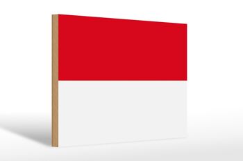 Panneau en bois drapeau de l'Indonésie 30x20cm Drapeau de l'Indonésie 1