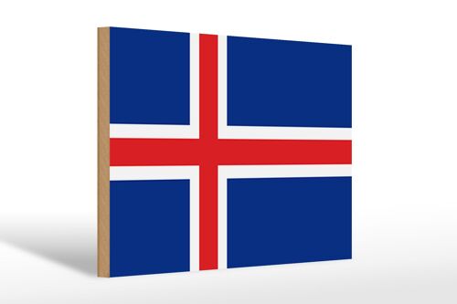 Holzschild Flagge Islands 30x20cm Flag of Iceland