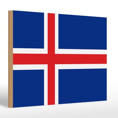 Holzschild Flagge Islands 30x20cm Flag of Iceland