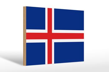 Panneau en bois Drapeau de l'Islande 30x20cm Drapeau de l'Islande 1